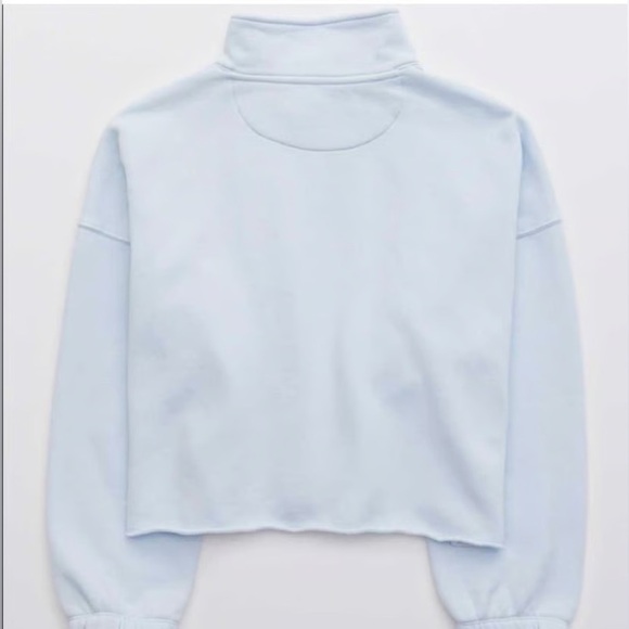 AERIE Fleece of Kind Light Blue Collared Sweatshirt - Picture 6 of 6